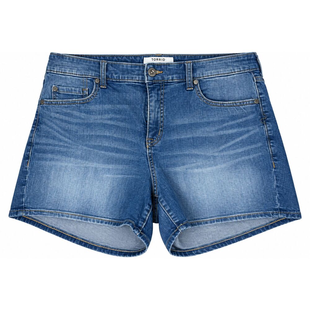 Torrid Plus Size Denim Shorts Medium Wash High Rise Stretch Jean Shorts Sz. 16
